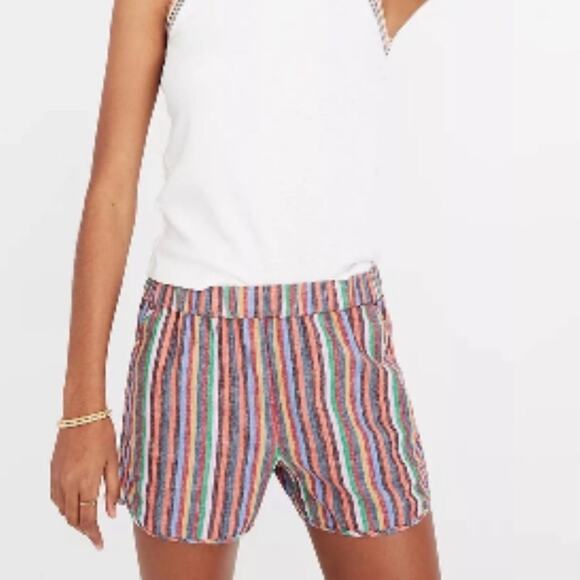 Madewell Rainbow Multicolored Striped Linen Blend Pull On Shorts Sz XXS - Picture 1 of 13